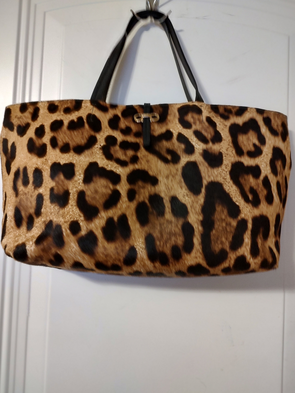 New Salvatore Ferragamo Leopard Print Pony Hair Hobo Bag in Brown and Black